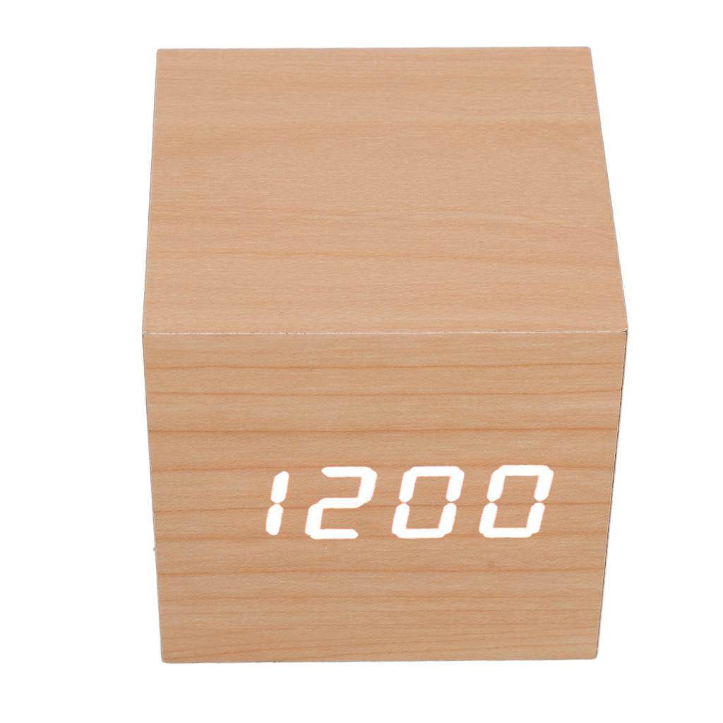 LED Wood Clock Multifunctional Large Display 3 Brightness Eye Protection Portable Smart LED Digital Clock for Office