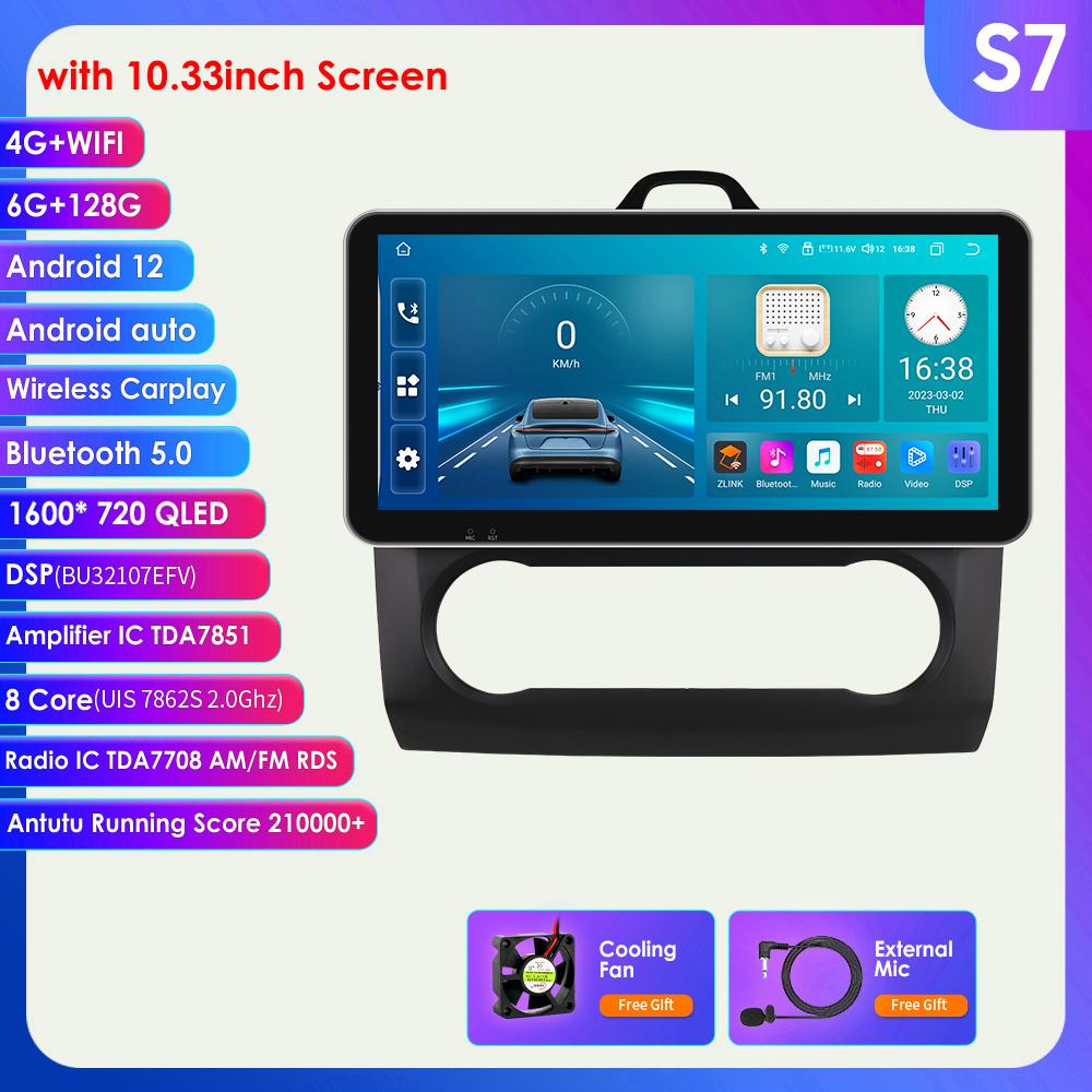 9-дюймовый 2Din Carplay 4G-LTE Wi-Fi автомобильный радиоприемник для Ford Focus Exi AT 2004-2011, мультимедийный проигрыватель Android 12, GPS-навигация, головное устройство с интеллектуальным экраном
