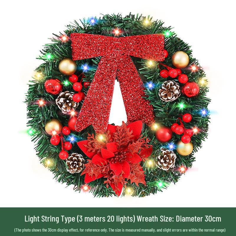 Festive Red Berry & Colorful Ball Christmas Wreath Door Hanger for Hotel, Mall, and Shop Displays