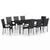 vidaXL 9 Pcs Garden Dining Set Black.