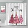Рождественская шторка для душа Розовый снеговик Санта Клаус Животное Рождественская елка Олень Фламинго Кошка Собака Рождественский шар Украшение для ванной
