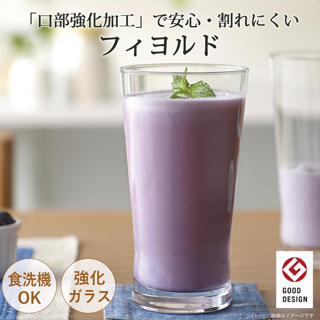 Стакан Toyo Sasaki Glass Fjord 15 унций, 460 мл, набор из 6 шт. Сделано в Японии, можно мыть в посудомоечной машине, ударопрочный, отмечен наградой за хороший дизайн. Стеклянная чашка.