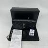 [Pre-Owned] Ysl Envelope Silver Logo Quilted Grainy Embossed Leather Envelope Chain Wallet Shoulder Crossbody Bag - Excellent #150PTAO
