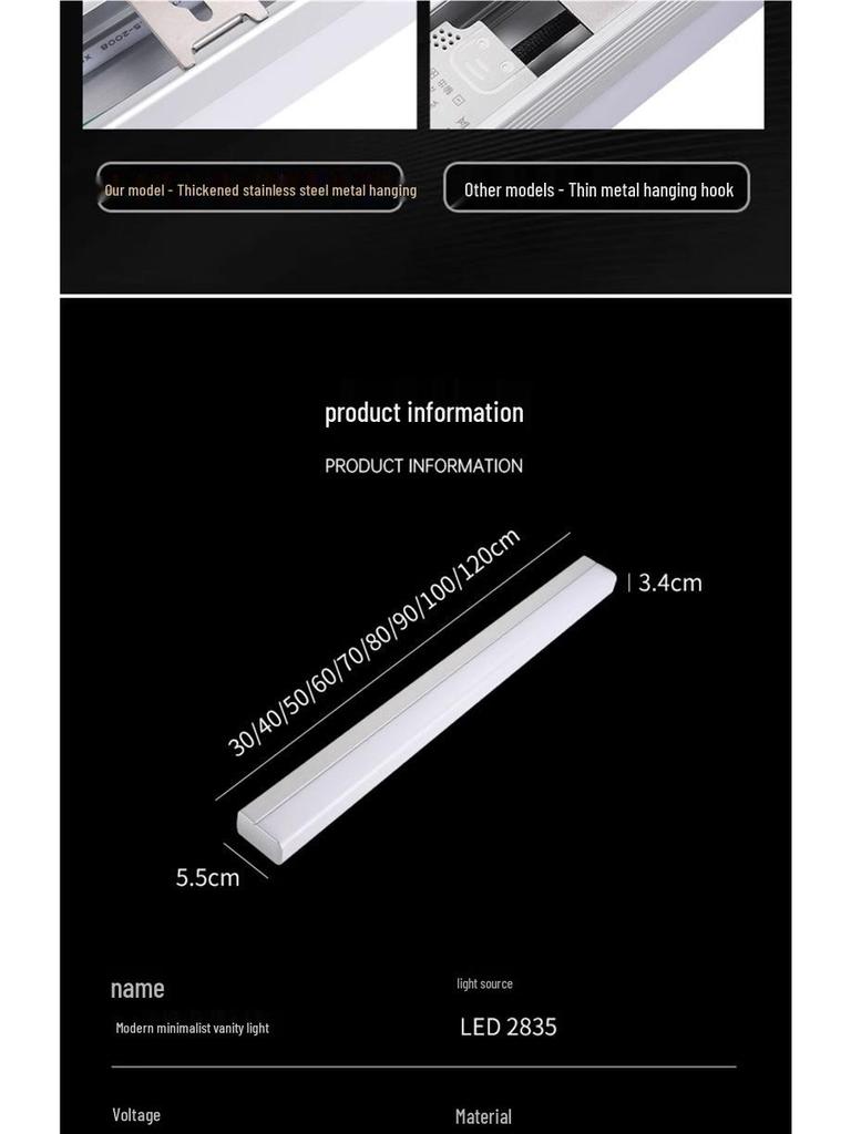 Светодиодный сенсорный шкаф-зеркало для ванной комнаты с защитой от запотевания, водонепроницаемый, без сверления