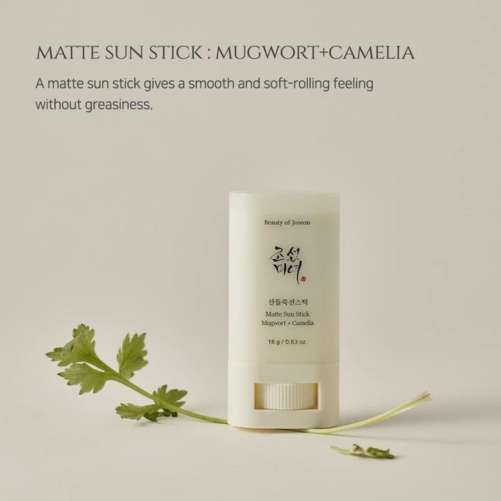 of Matte Sun Mugwort Camelia Mugwort Sun Stick 50ml [Beauty Joseon] Stick + [BOJ] SPF50+ PA++++