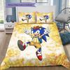 Sonic Hedgehog Pattern Bedding Quilt Set Quilt Cover Pillowcase Home Birthday Gift(1 * duvet cover + 2 * pillowcase, without core)