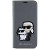 Etui do iPhone 14 Karl Lagerfeld Silver Saffiano Karl & Choupette