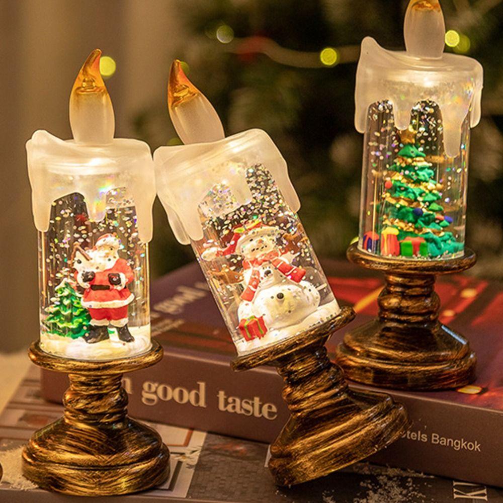 Светящиеся рождественские светодиодные свечи, гирлянды, блестящие рождественские украшения, сувениры для вечеринок
