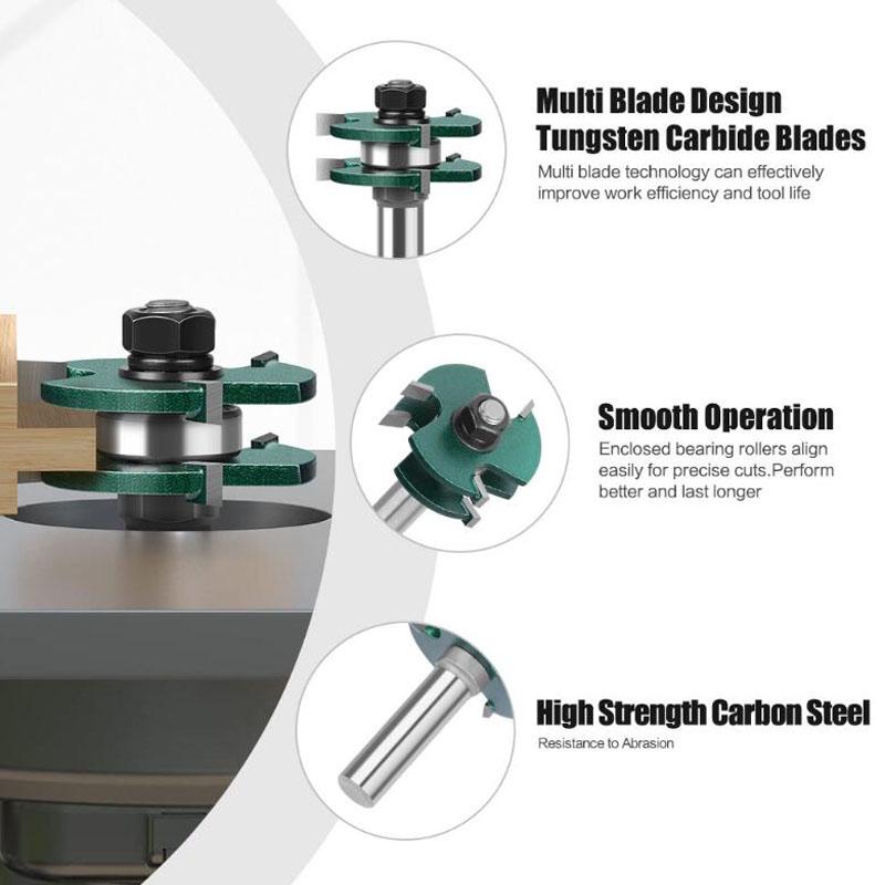 Набор фрез для сборки соединений типа «шип-паз» для резки дерева, 2 шт., хвостовик 12 мм, 1/2 дюйма