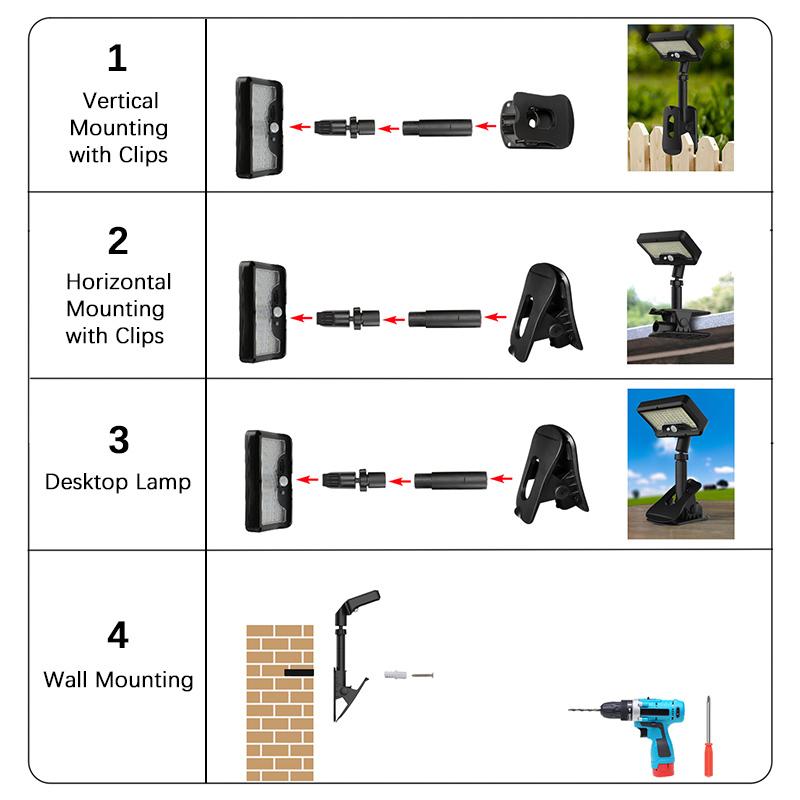 Solar Motion Sensor Outdoor Light, 360° Rotatable 4 Lighting Modes, Weatherproof, Multiple Mounting Lighting,for Outdoor Securit