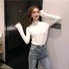 Autumn and Winter Latest Korean Version of Half High Neck Solid Color Base Shirt Fashion Ins Slim-fit All Knitted Top Female Tide