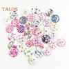 TOYS & TOTS 100Pcs Little Flowers Design Wooden Buttons Sewing Handicraft Art DIY Decoration