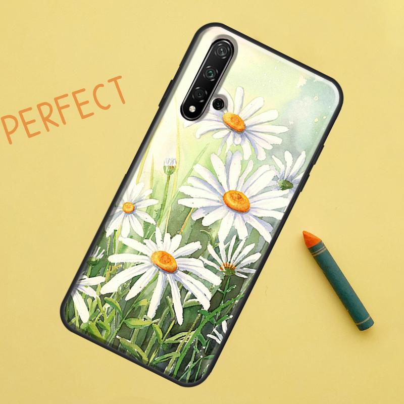 Акварель с ромашками для Huawei Nova Y91 Y70 Y72 Y73 Y60 Y90 Y61 8i 7i 11i 12i 12s 9 10 SE P20 P30 P40 Lite Чехол