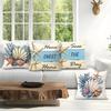 4 Pcs Summer Starfish Shells Single-Sided Printed Pillowcase Cushion Cover,Suitable For Living Room,Bedroom,Car Decoration
