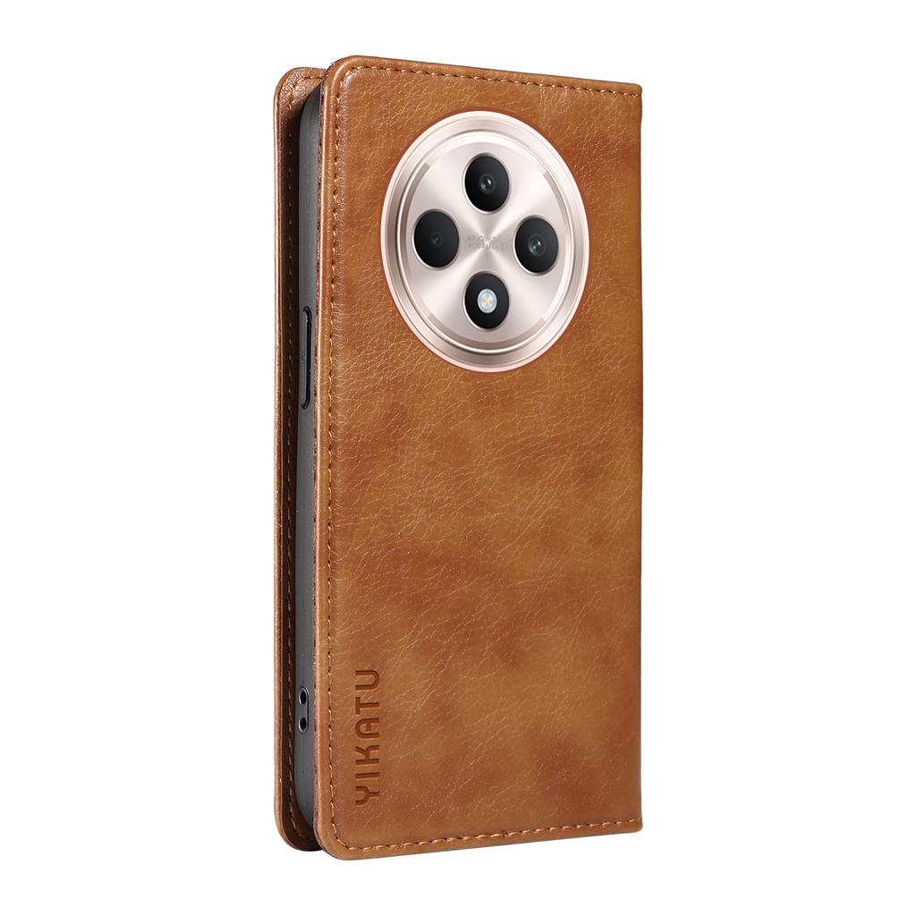 For Oppo Reno12 F 4G Case Wallet Litchi Grain Leather Phone Cover Magnetic Auto-Absorbed