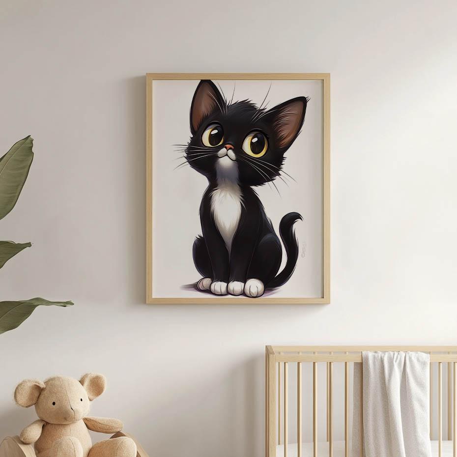 Poster Kitten In White Poster Kitten In White, 50X70 Cm, Unframed, Premium Canvas On Stretcher