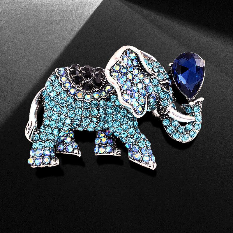 Color Jixiang Brooch Alloy Crystal Sweater Suit Versatile Premium Elephant Animal Corsage Accessories