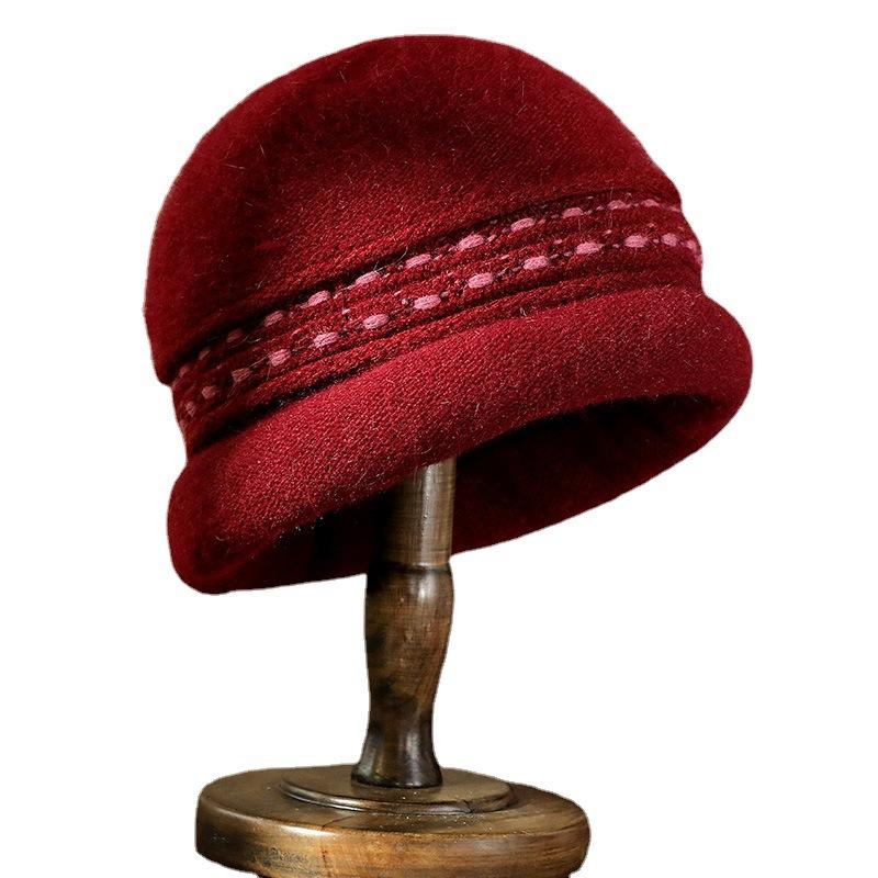 Вязаная шапка для женщин среднего возраста, осенне-зимняя шапка для пожилой женщины, теплая шерстяная шапка с утолщением для улицы