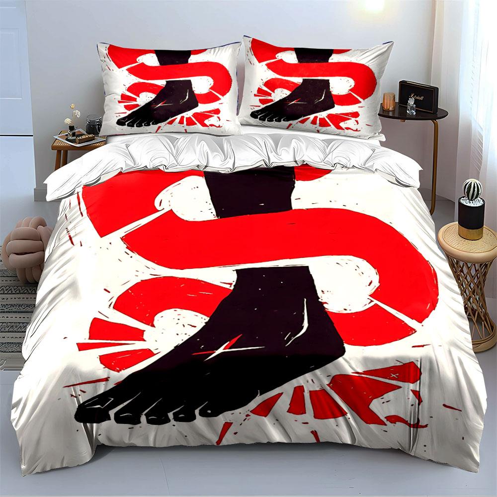 Red Snake and Black Foot Design Bedding Duvet Cover Set Duvet Cover Pillowcases (1*Duvet Cover 2*Pillowcases, without duvet insert)