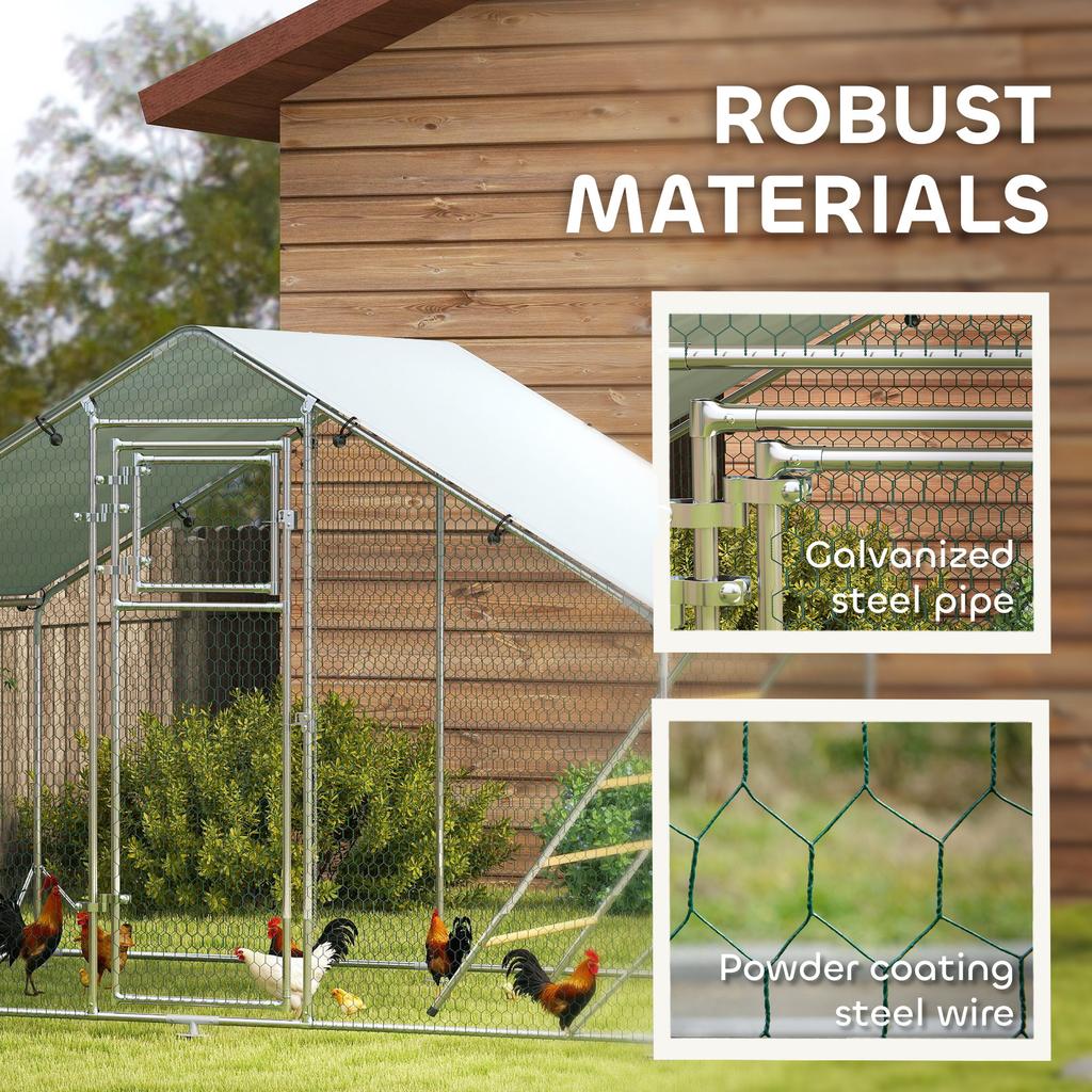 Walk In Chicken Run W Cover Feeding Door Hanging Feeder Perch For 6 8 Poultry