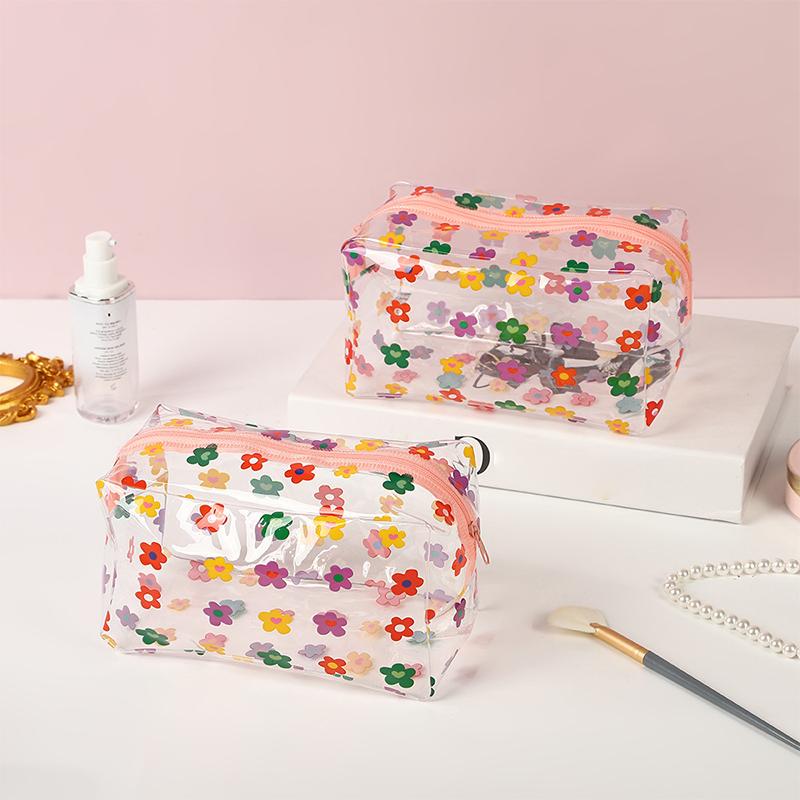 Portable Transparent Makeup Bag Zippered PVC Cosmetic Pouch for Women Travel Toiletry Storage Bag