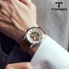 TORSO T603M-RSC Elysion Skeleton Automatic Diamond Watch Мужские металлические часы (кожаный ремешок в комплекте)