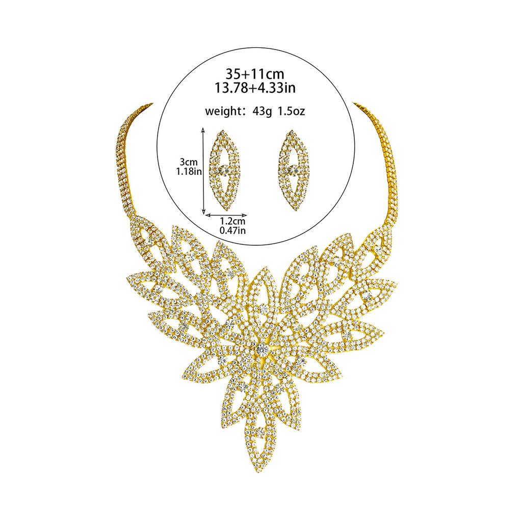 High-end Luxury Super Flash Diamond Necklace Earring Set, the Most Beautiful Bridal Jewelry, Necklace, Ear Jewelry