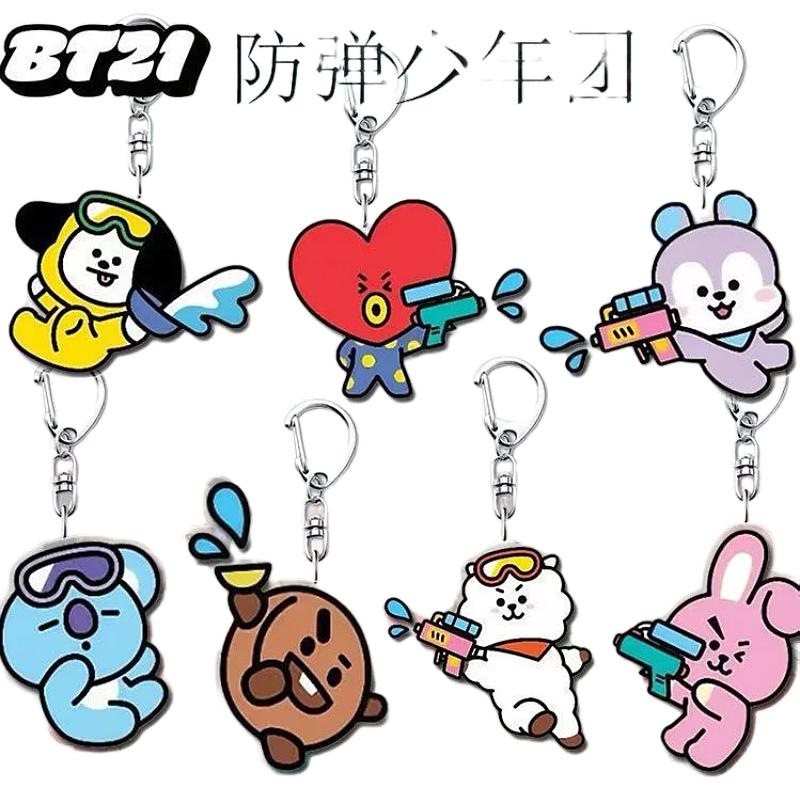 BT21 аниме товары мультяшный милый акриловый брелок Каваи унисекс парный matching подвеска для рюкзака аксессуар поддержка подарок