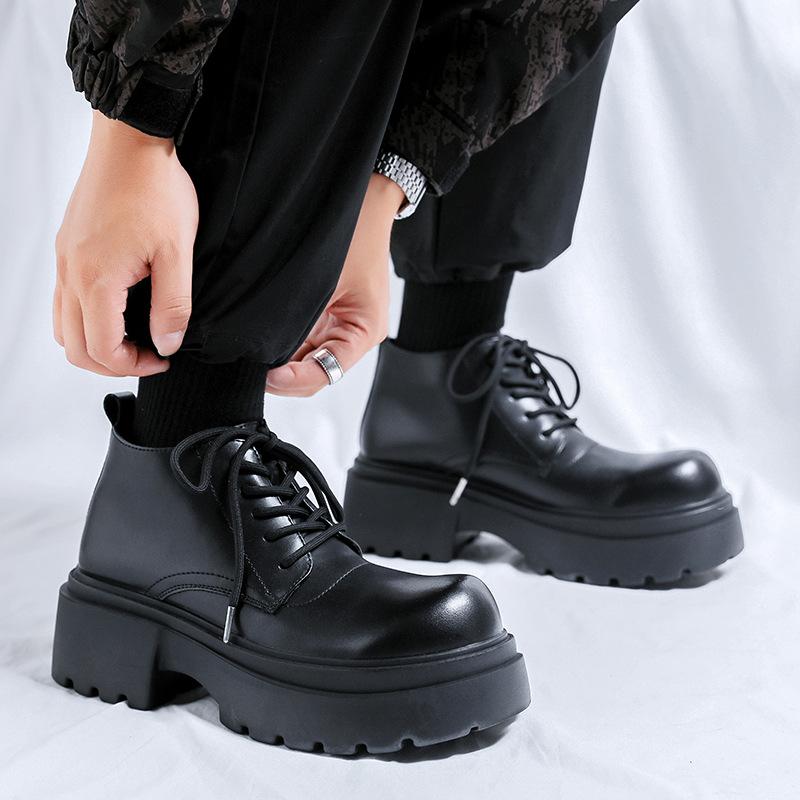 Ботинки Martin мужские осенне-зимние кожаные туфли средней высоты на платформе с высоким берцем, британские короткие ботинки Locomotive Tooling 18955-R