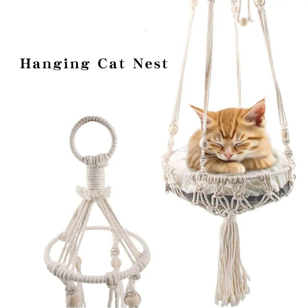 Hanging Cat Hammock Handwoven Cat Sofa Pet Swing Bed Hanging Basket Cat Nest Kitten Puppy Summer