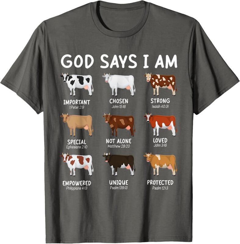 God Says I Am Cute Heifer Cow Bible Verse Faith T-Shirt