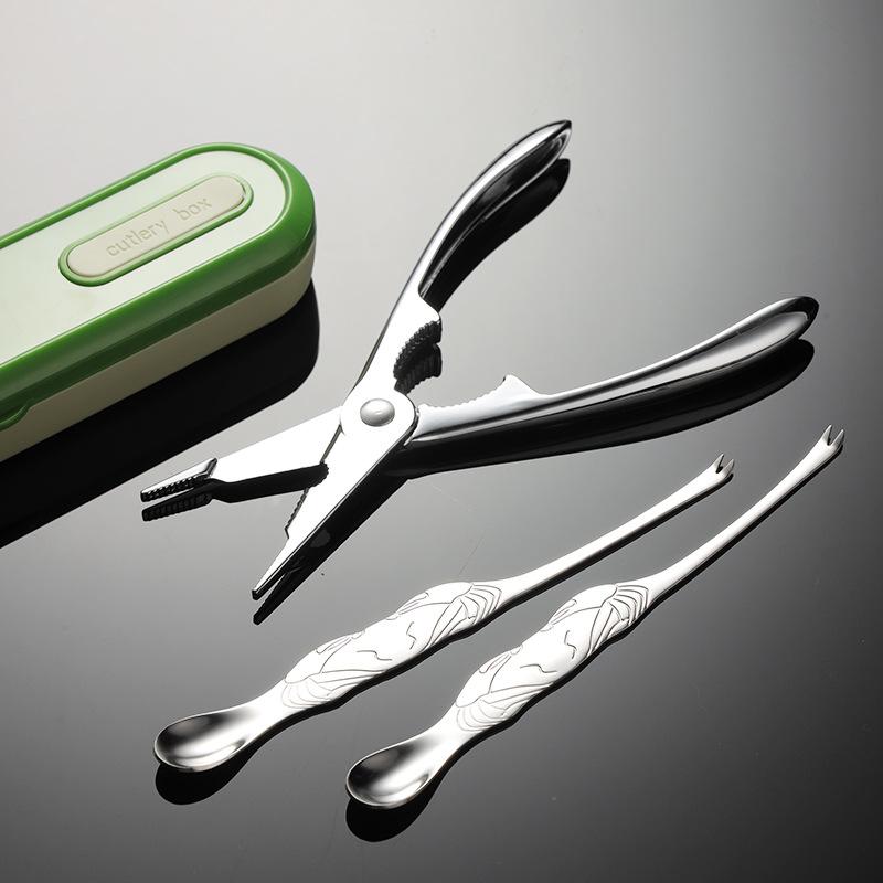 Набор для еды крабов из нержавеющей стали 304, переносная посуда, подарочная коробка с изображением волосатого краба, ножницы для крабов из цинкового сплава, иглы для крабов