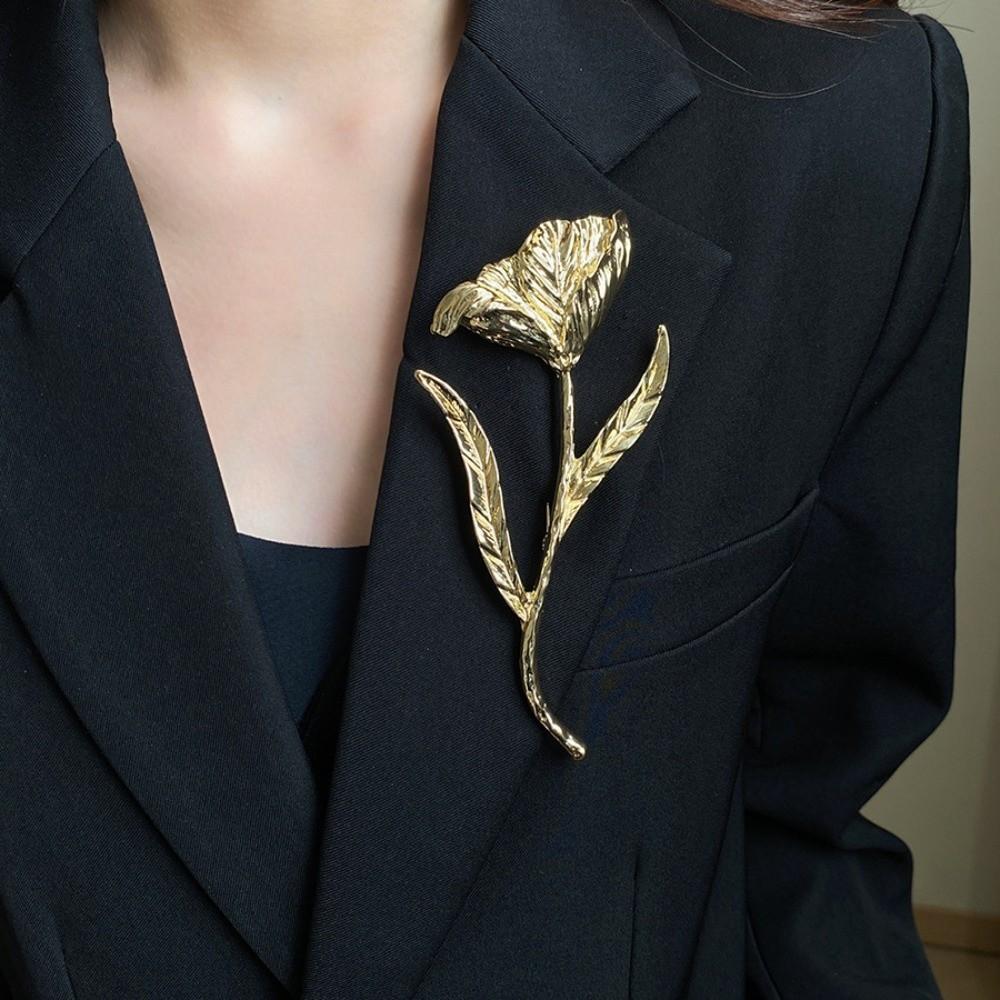 Zinc Zinc Alloy Tulip Brooch Suit Charm Deco Clothing Pin Accessories Flower Bud Brooch  Ladies