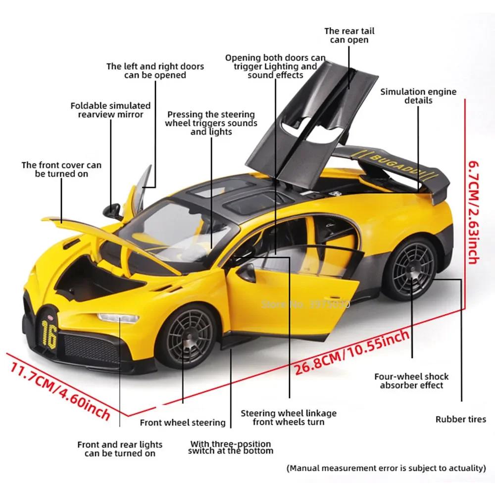 1/18 Bugatti Sports Car Model Toy Alloy Diecast Simulation Toys Vehicle with Sound and Light Rubber Tires Collection Toys for Boys Gifts