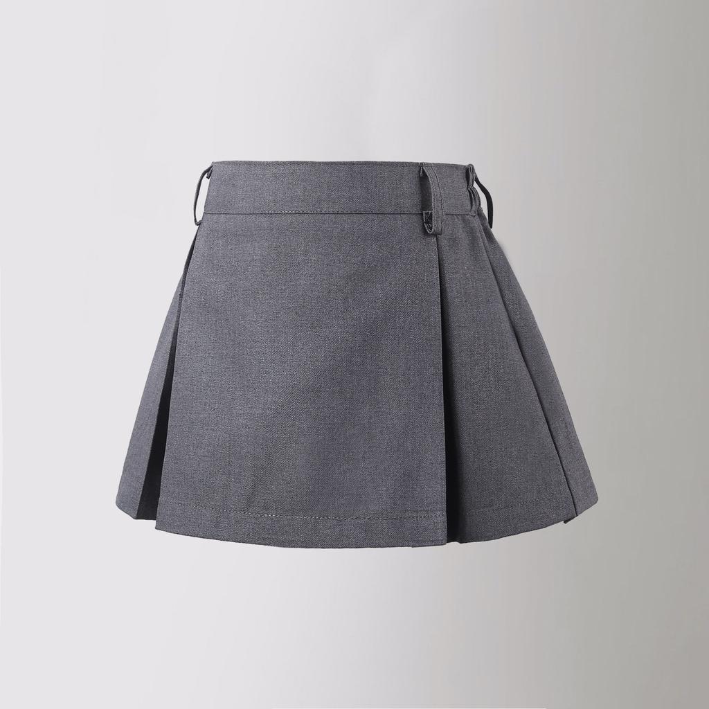 School Children Pleated Skirt Grey Formal Short Skirt Summer College Style Dance All-match Casual Solid Teens Girls A-line Skirt