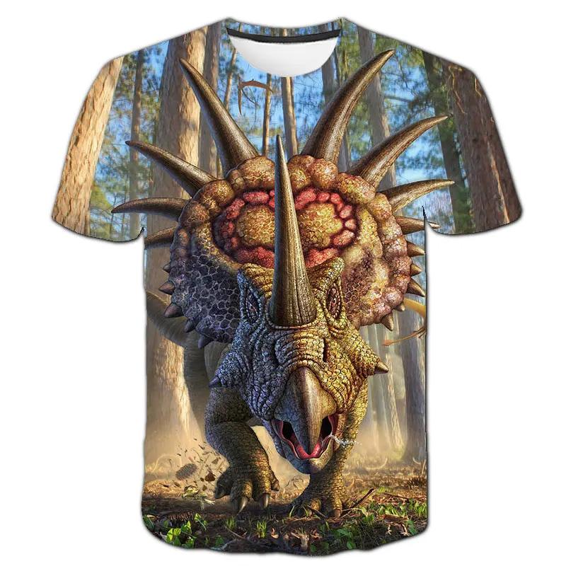 2025 Cute Cartoon T-Shirts Summer Fashion Children Clothes Tops Outdoor Casual Short Sleeve Dinosaur Pattern Children's T-Shirts