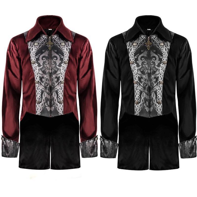 Halloween Medieval Vintage Tuxedo Coat Velvet Unisex Stage Wear 2026