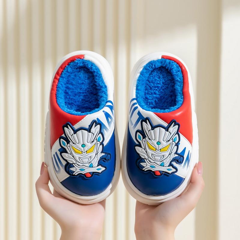 2024 Детские хлопковые тапочки Милые тапочки с героями мультфильмов для мальчиков и девочек Осенне-зимние семейные домашние тапочки для малышей на платформе