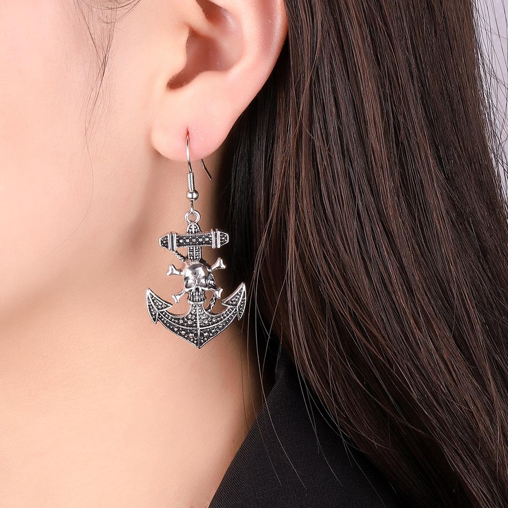 Пиратский капитан серьги Череп Якорь Подвеска Мужские ушные украшения