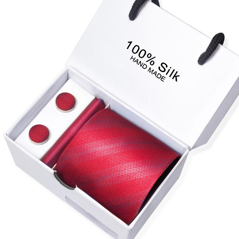 Мужской деловой галстук, квадратный шарф, подарочная коробка, полосатый простой костюм, рубашка, галстук, черный подарочный набор в коробке