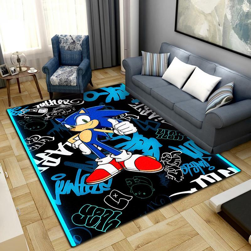 Sonic Cartoon Comic Rug for Home Decoration,Washable Non-slip Large Rug Floot Mat LXRa56