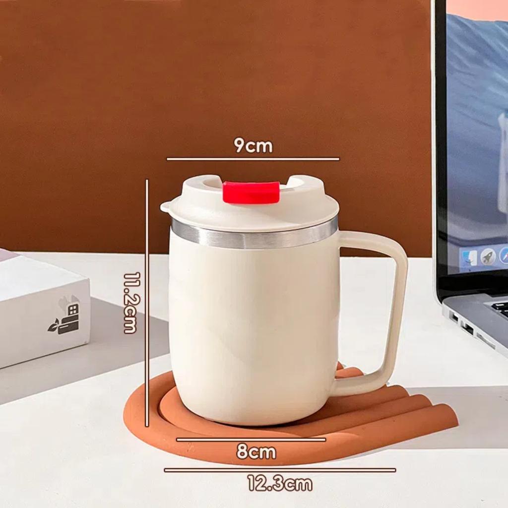 480Ml 304 Stainless Steel Coffee Mug With Anti Scalding Handle Double Wall Insulated Drinking Cup Reusable Drinkware