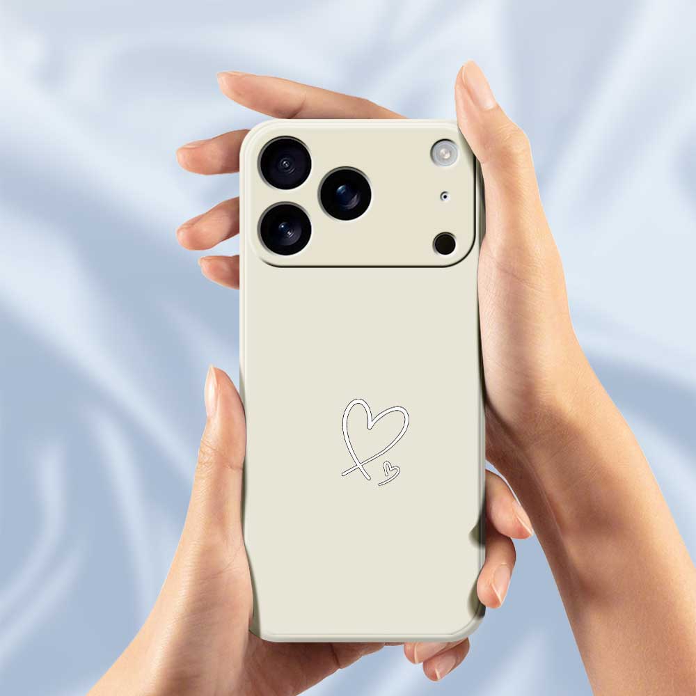 For iPhone 17 Pro Case White Love Pattern Printing Straight Edge TPU Phone Back Cover