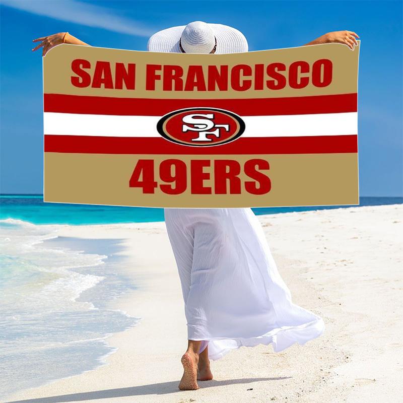 SF 49ers Print Beach Towel, Large Soft Quick Dry Towel for Beach Camping Swimming