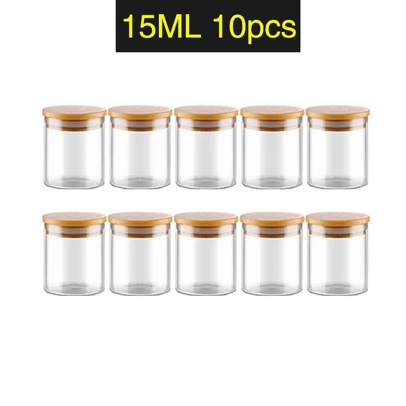 5/10/12/20/24pcs Transparent Glass Bottles Jars Vials Terrarium with Bamboo Lids for Art Crafts Wedding Favors 30*40mm 15ml