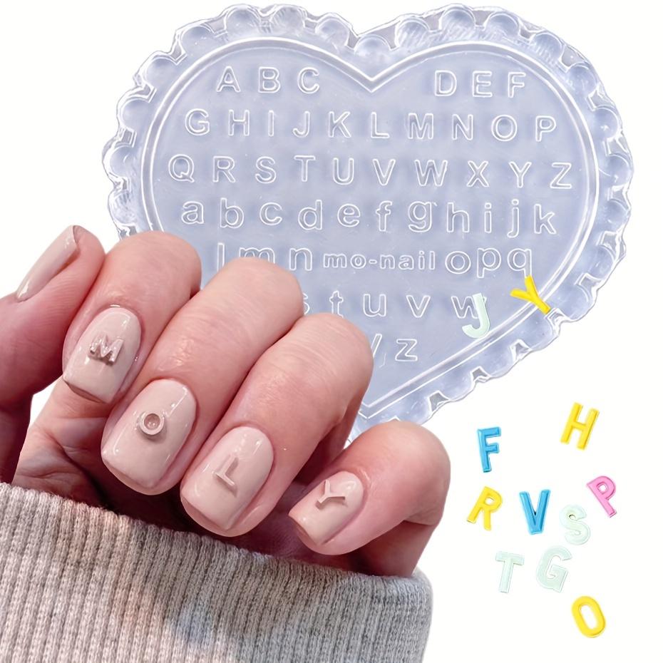 1pc Heart-Shaped Silicone Nail Art Mold with English Letters - Odorless, Reusable DIY Gel Stencil for Perfect Manicures & Crafts
