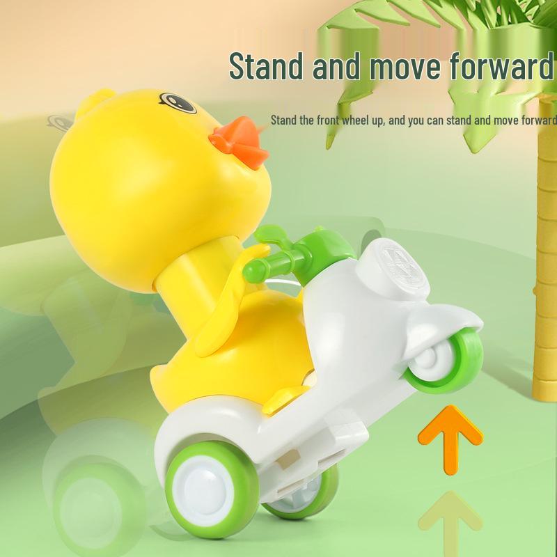 Pull-Back Inertia Car: Children's Duck Motorcycle Toy