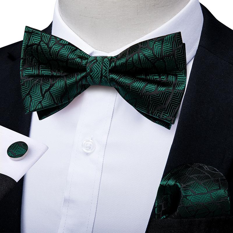 Свадебный галстук-бабочка для мужчин, классический красный предварительно завязанный галстук-бабочка, набор запонок для вечеринки, шелковый узел-бабочка, подарочные мужские аксессуары