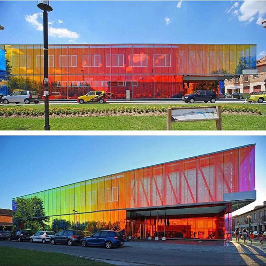 Хамелеон дихроичное строительное стекло тонировка УФ-резка цветная декоративная оконная пленка для торгового центра офис самоклеящиеся витражи