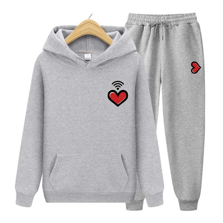 Мужские и женские толстовки с капюшоном в Корейском стиле, комплект с капюшоном для мужчин и женщин, толстовка с принтом сердца, уличная одежда, спортивный костюм, свободные топы